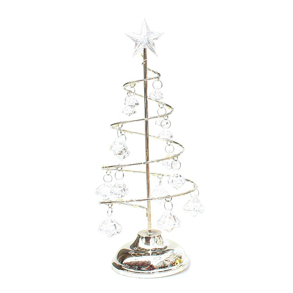 LED Spiral Crystal Light Battery Powered Wrought Iron Desk Lighting Party Supplies Crystal Tree Table Lamp Christmas Decorations