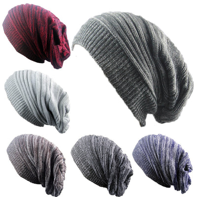 Men and women hat mixed color cotton striped hip hop Sk Sk winter warm hat scarf Beanies knit long loose hat gorro headdress