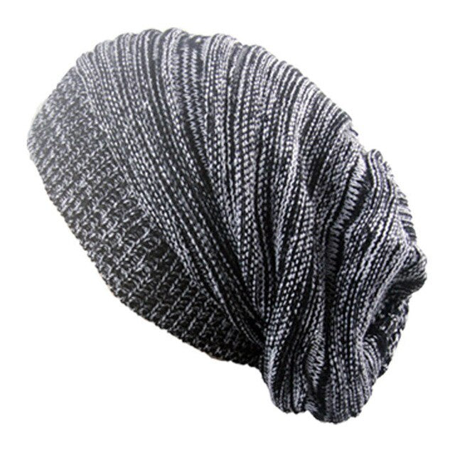 Men and women hat mixed color cotton striped hip hop Sk Sk winter warm hat scarf Beanies knit long loose hat gorro headdress