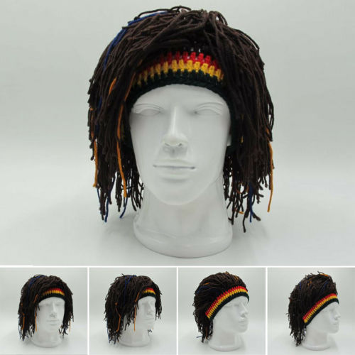 Hot Reggae Dreadlocks Skullies Unisex Jamaican Knitted Beanies Wig Braid Hat Rasta Hair Hat Beanies