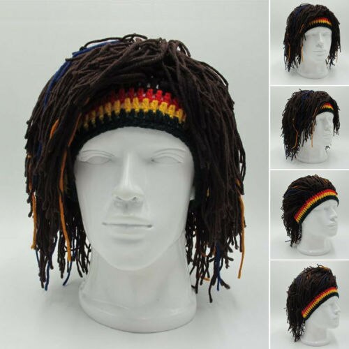 Hot Reggae Dreadlocks Skullies Unisex Jamaican Knitted Beanies Wig Braid Hat Rasta Hair Hat Beanies