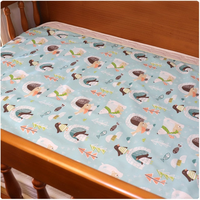 4 Sizes Baby Waterproof Sheet Urine Changing Pads Urine Pad Cartoon Reusable Infant Bedding Nappy Burp Mattress Changing Mat