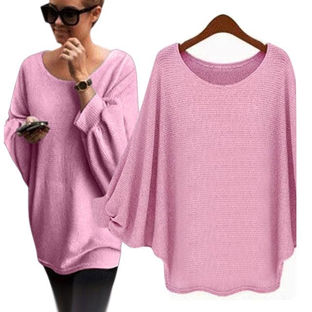 Sweater Female 2019 Autumn Winter Pullover Plus Size Women Oversized Batwing Knitted Pullover Loose Sweater  Jumper Pull Femme 8
