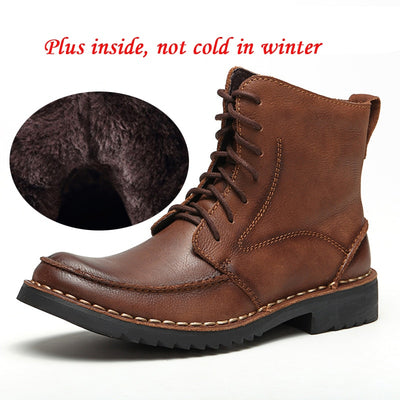 Men's Martins boots men causal boots genuine leather big size autumn winter warm man Bullock ankle boots Ankle Motorcycle Boots