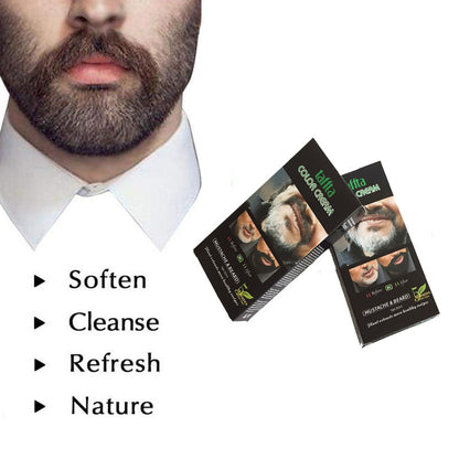 Fast Color Natural Black Beard Tint Men Beard Dye Cream with 1 Pair of Disposable Gloves