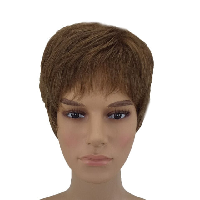 HAIRJOY Women Men Synthetic Wig Short Curly Layered Haircut Brown Costume Wig Free Shipping 4 Colors Available
