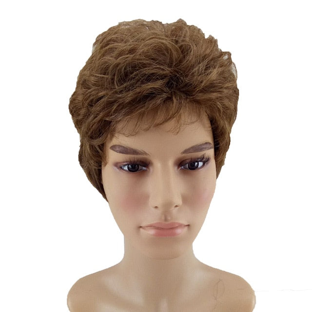 HAIRJOY Women Men Synthetic Wig Short Curly Layered Haircut Brown Costume Wig Free Shipping 4 Colors Available