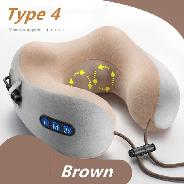 Home Travel U-shaped Office Cervical Relaxing Multi-function Outdoor Portable Health Care Massage Pillow Pain Relief Electric