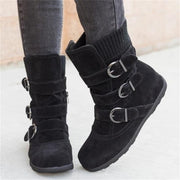 New  Women Warm Snow Boots Arrival Flat Plush Casual Ladies Shoes Plus Size Autumn Winter Buckle Female Mid Calf Boots