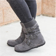 New  Women Warm Snow Boots Arrival Flat Plush Casual Ladies Shoes Plus Size Autumn Winter Buckle Female Mid Calf Boots