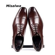 Misalwa Cap-toe Classic Men Dress Shoes Wing-tip Derby PU Leather Big Size 38-46 3.5CM Heel Elegant Suit Business Formal Oxfords
