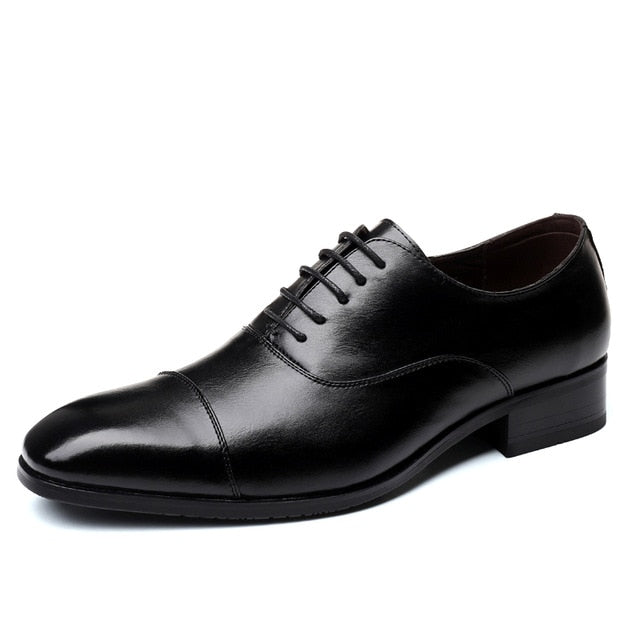 Misalwa Cap-toe Classic Men Dress Shoes Wing-tip Derby PU Leather Big Size 38-46 3.5CM Heel Elegant Suit Business Formal Oxfords