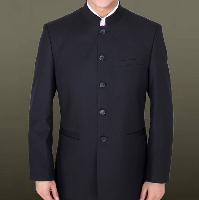 Brand Men Suits Big size Chinese Mandarin Collar Male Suit Slim Fit Blazer Wedding Terno Tuxedo 2 Pieces Jacket & Pant