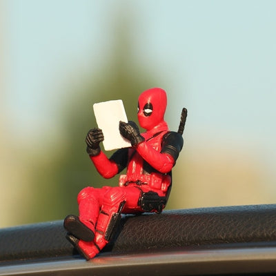 Car Ornaments Deadpool Personality Car Ornament Action Figure Sitting Model Anime Mini Doll Car Decoration Car Accessories