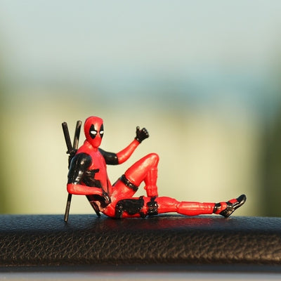 Car Ornaments Deadpool Personality Car Ornament Action Figure Sitting Model Anime Mini Doll Car Decoration Car Accessories