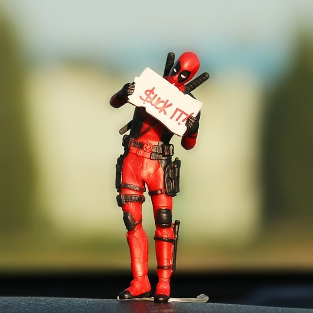 Car Ornaments Deadpool Personality Car Ornament Action Figure Sitting Model Anime Mini Doll Car Decoration Car Accessories