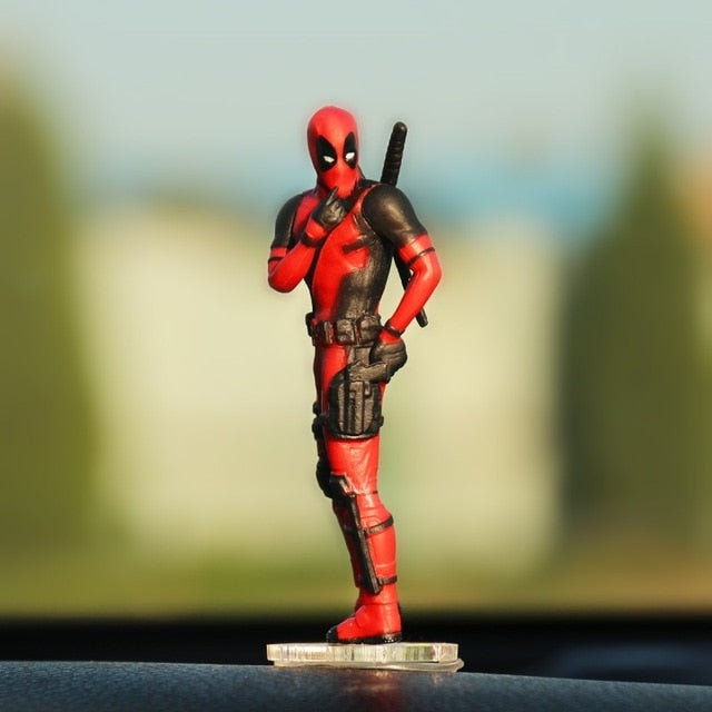 Car Ornaments Deadpool Personality Car Ornament Action Figure Sitting Model Anime Mini Doll Car Decoration Car Accessories