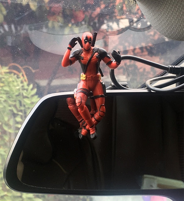 Car Ornaments Deadpool Personality Car Ornament Action Figure Sitting Model Anime Mini Doll Car Decoration Car Accessories