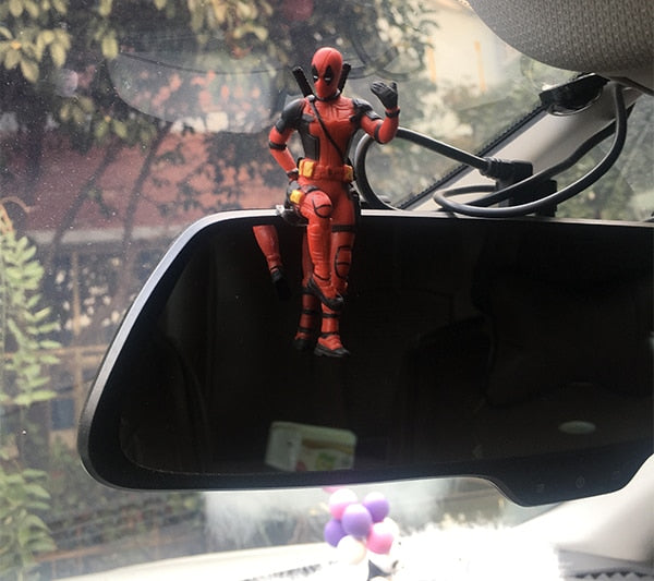 Car Ornaments Deadpool Personality Car Ornament Action Figure Sitting Model Anime Mini Doll Car Decoration Car Accessories