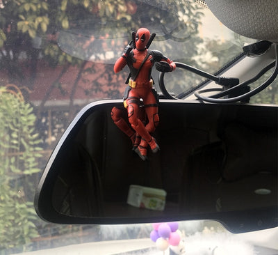 Car Ornaments Deadpool Personality Car Ornament Action Figure Sitting Model Anime Mini Doll Car Decoration Car Accessories