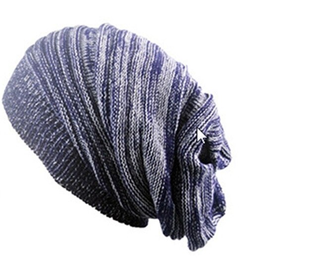 Men and women hat mixed color cotton striped hip hop Sk Sk winter warm hat scarf Beanies knit long loose hat gorro headdress
