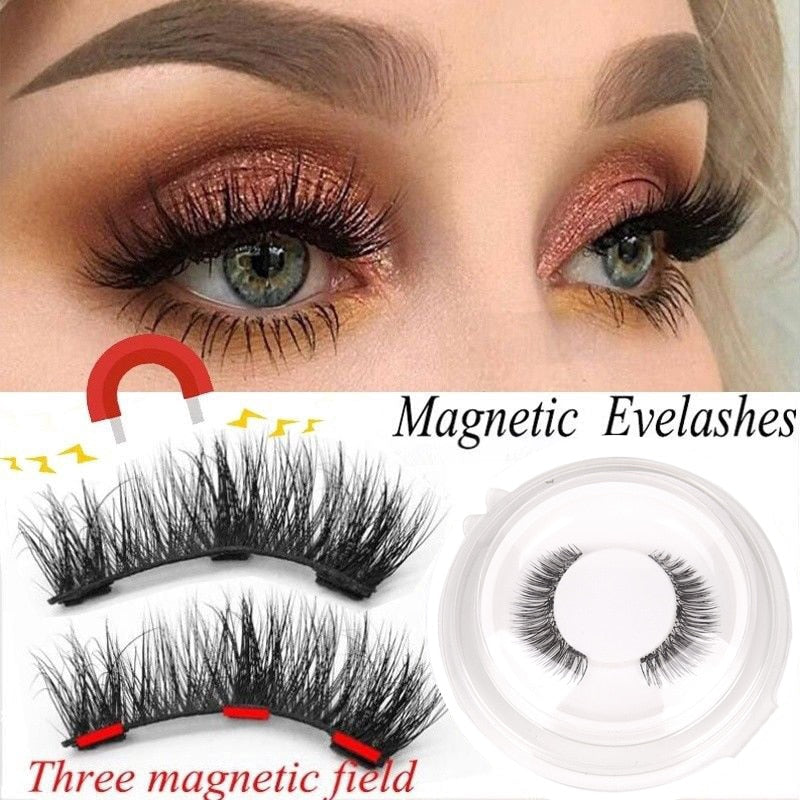 3D Magnetic Eyelashes with 3 Magnets Magnetic Lashes Natural Long False Eyelashes Magnet Eyelash Extension Makeup Tools