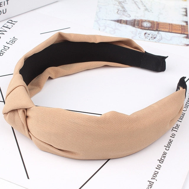 Wide Top Knot Hair Bands For Women Headdress Solid Color Cloth Headband Bezel Girls Hairband Hair Hoop Female Hair Accessories