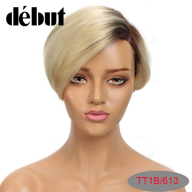 Debut 613 Lace Part Wigs Human Hair Wigs For Black Women Red Lace Front Short Bob Wigs Piexe Cut Straight Purple Ombre Lace Wigs