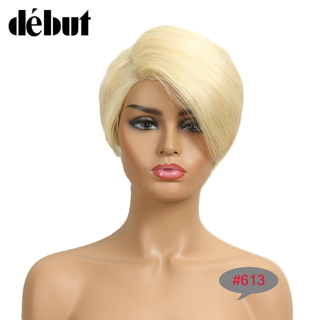 Debut 613 Lace Part Wigs Human Hair Wigs For Black Women Red Lace Front Short Bob Wigs Piexe Cut Straight Purple Ombre Lace Wigs