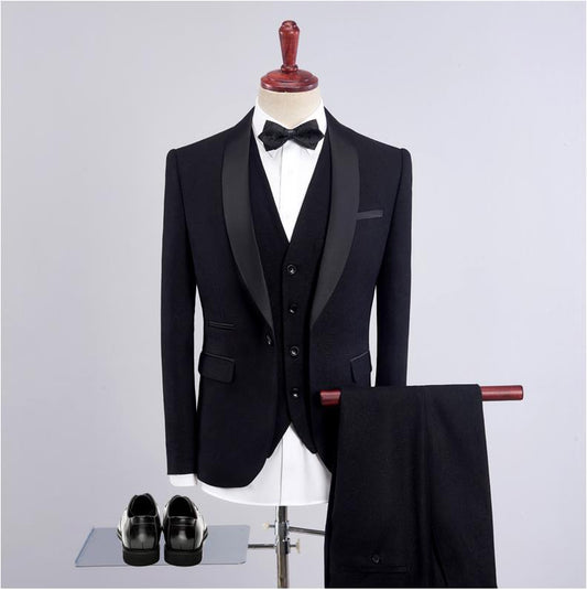 Black Suits Fashion Party Dresses Custom Slim Fit Business Men Wedding Suit