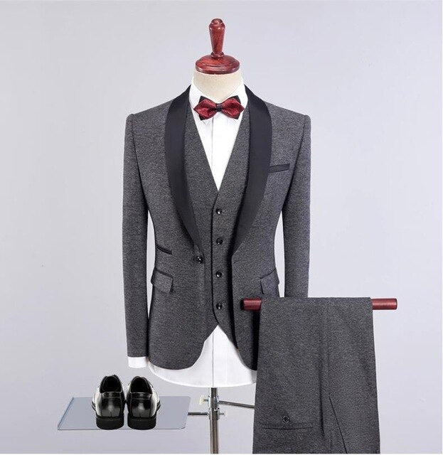 Jacket+Vest+Pants)2019 New Black Suits Fashion Party Dresses Custom Slim Fit Business Men Wedding Suit Big Full Size Three Piece