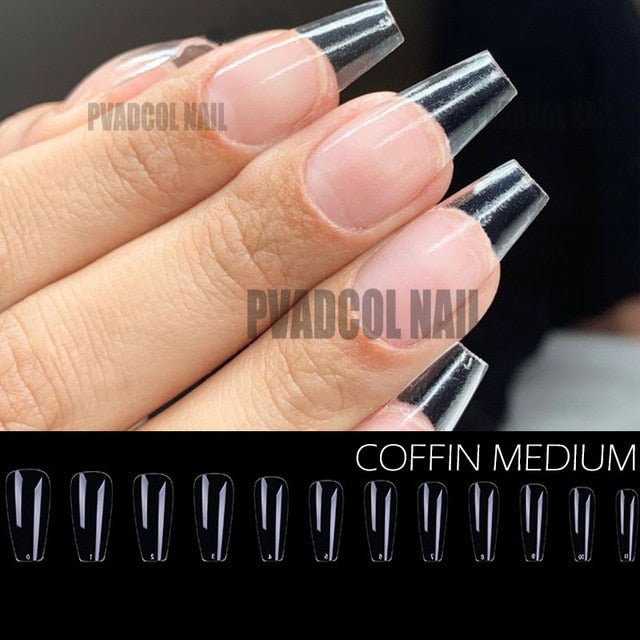 Gel X Nails Extension System Full Cover Sculpted Clear Stiletto Coffin False Nail Tips 240pcs/bag