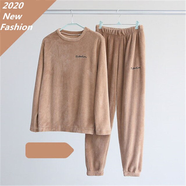 Pajamas Set Homewear Women Pyjama Plus Size Sexy Warm Flannel Pants Winter Sleepwear Femme Plush Clothes