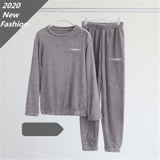 Pajamas Set Homewear Women Pyjama Plus Size Sexy Warm Flannel Pants Winter Sleepwear Femme Plush Clothes