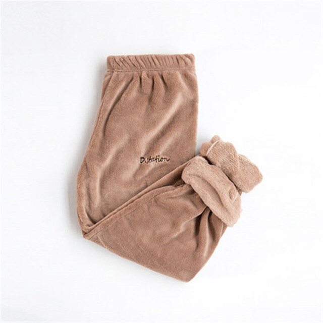 Plus Size Sexy Warm Flannel Pants Winter Sleepwear Femme Plush Clothes