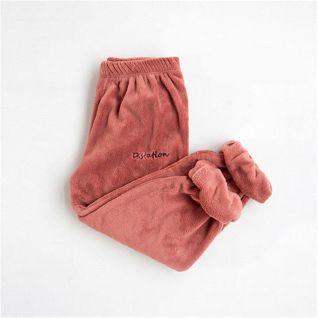 Pajamas Set Homewear Women Pyjama Plus Size Sexy Warm Flannel Pants Winter Sleepwear Femme Plush Clothes