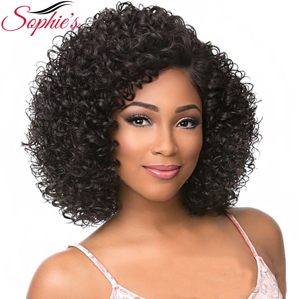 Sophie's Short Human Hair Wigs For Black Women Jerry Curl Human Hair Wigs Non Remy  4 Colors Brazilian Hair Jerry Wigs