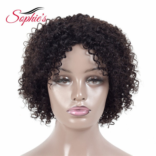 Sophie's Short Human Hair Wigs For Black Women Jerry Curl Human Hair Wigs Non Remy  4 Colors Brazilian Hair Jerry Wigs