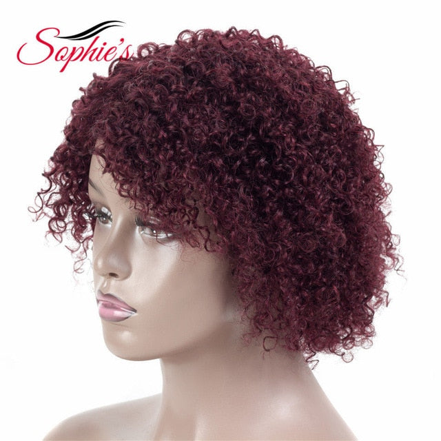 Sophie's Short Human Hair Wigs For Black Women Jerry Curl Human Hair Wigs Non Remy  4 Colors Brazilian Hair Jerry Wigs