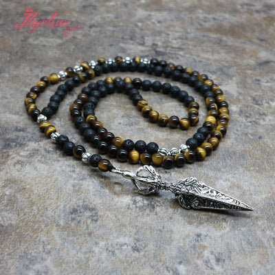 6mm Round Lava Tiger Necklace For Women Man Stone Pandant Necklace Meditation Healing Jewelry Necklace Gift  Dropshipping