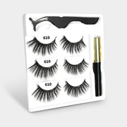 3 pairs 3d eyelashes magnetic Eyeliner& Magnetic False Eyelashes & Tweezer Set Waterproof Long Lasting Eyelash Extension