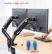 2019 New NB F160 Gas Spring Desktop 17"-27" Dual Monitor Holder Arm With 2 USB3.0 Monitor Mount Bracket Load 2-9 kg each Arm