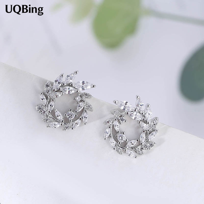 2018 Fashion 925 Sterling Silver Round Rhinestone Stud Earrings Jewelry Pendientes Brincos Fashion Jewelry