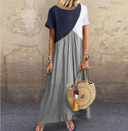 2020 Women Dresses Long maxi dresses for women vestidos casual dress Beach Patchwork Color Loose Casual Plus Size Dress