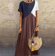 2020 Women Dresses Long maxi dresses for women vestidos casual dress Beach Patchwork Color Loose Casual Plus Size Dress