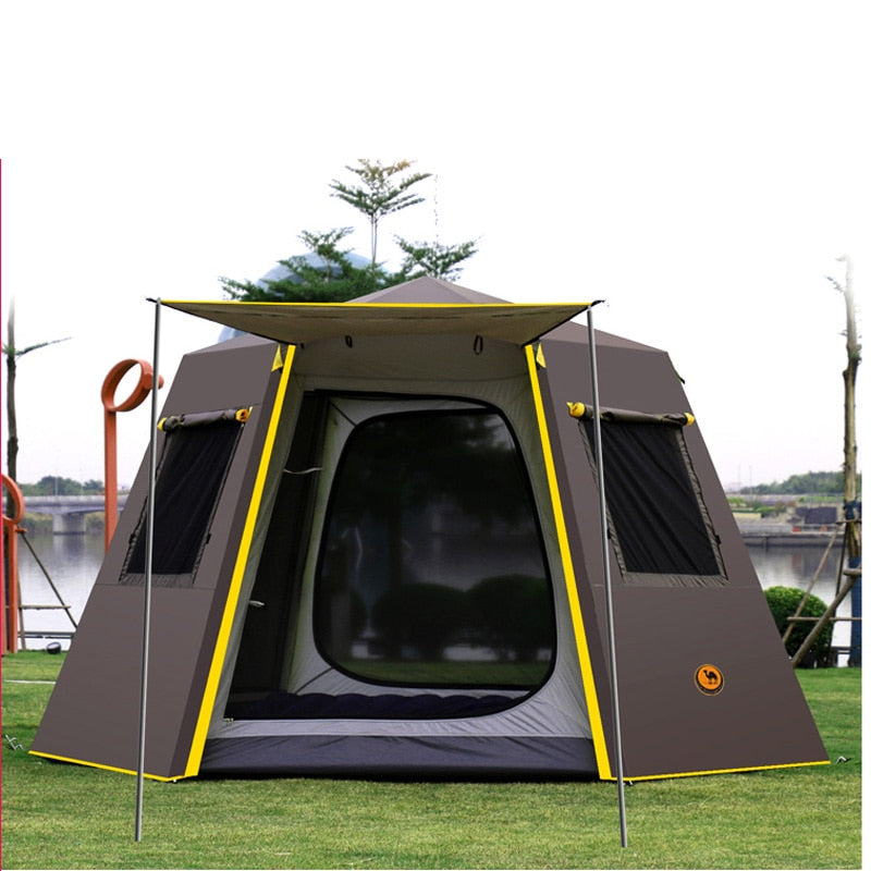 UV hexagonal aluminum pole automatic Outdoor camping wild big tent 3-4persons awning garden pergola 245*245*165CM