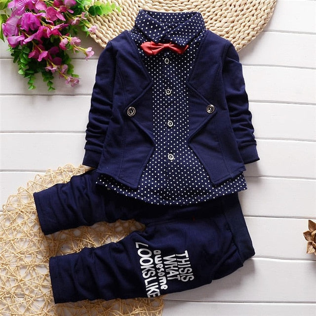 Bibicola Baby Boy Gentleman Clothing Sets Kids Floral Clothes For Birthday Formal Outfits Suit Fashion Tops Shirt + Pants 2pcs