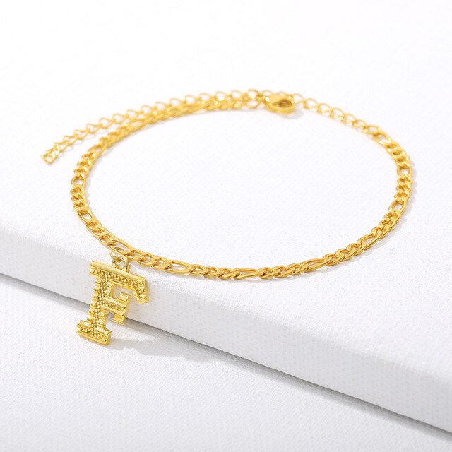 A-Z Initial Letter Anklets for Women Fashion Alphabet ankle bracelet Stainless Steel Cuban Link Anklet Foot Leg Chain Jewelry