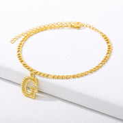 A-Z Initial Letter Anklets for Women Fashion Alphabet ankle bracelet Stainless Steel Cuban Link Anklet Foot Leg Chain Jewelry