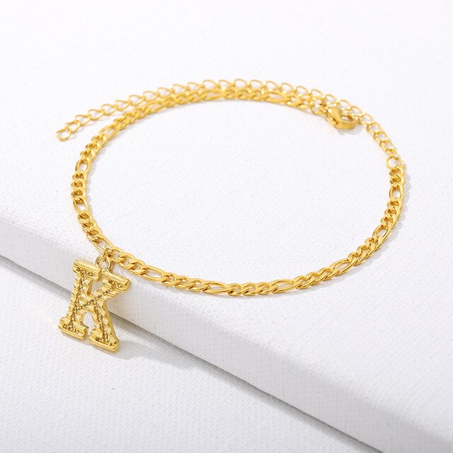 A-Z Initial Letter Anklets for Women Fashion Alphabet ankle bracelet Stainless Steel Cuban Link Anklet Foot Leg Chain Jewelry